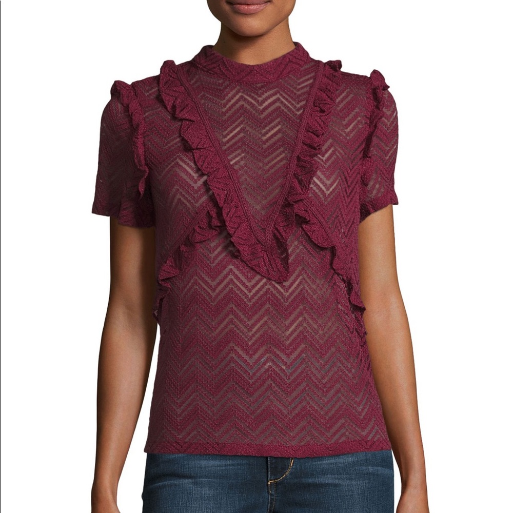 NWT Anthropology Moon River Ruffle Lace Top. B12